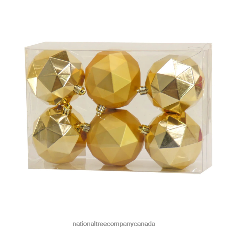 National Tree Company First Traditions 6 Piece Shatterproof Geometric Gold Ornaments 68R08520