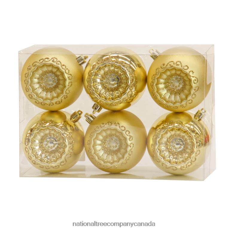 National Tree Company First Traditions 6 Piece Shatterproof Glittering Gold Ornaments 68R08523