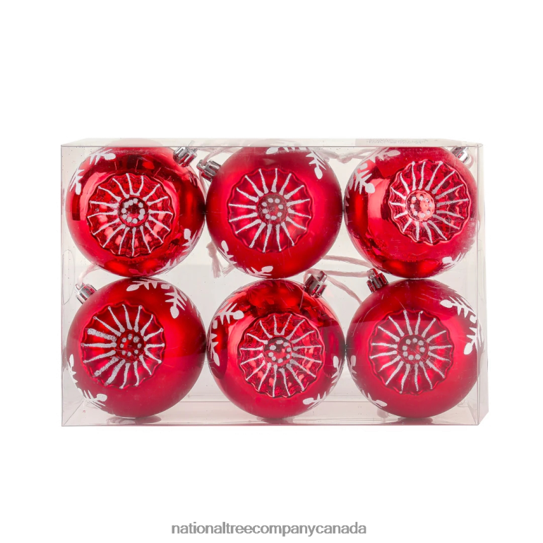 National Tree Company First Traditions 6 Piece Shatterproof Snowflake Red Ornaments 68R08522