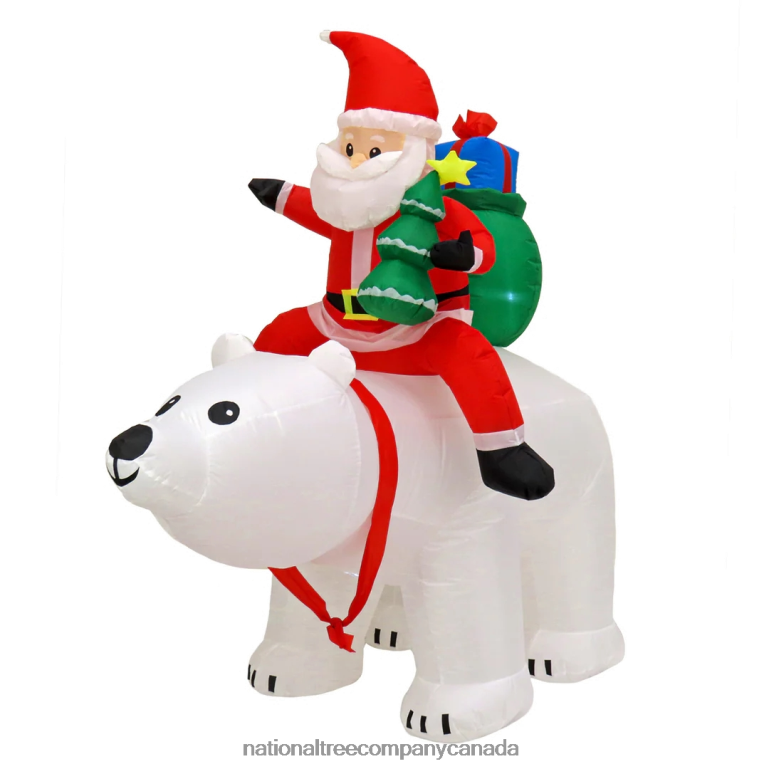 National Tree Company First Traditions 6 ft Inflatable Santa Riding Polar Bear 68R08649