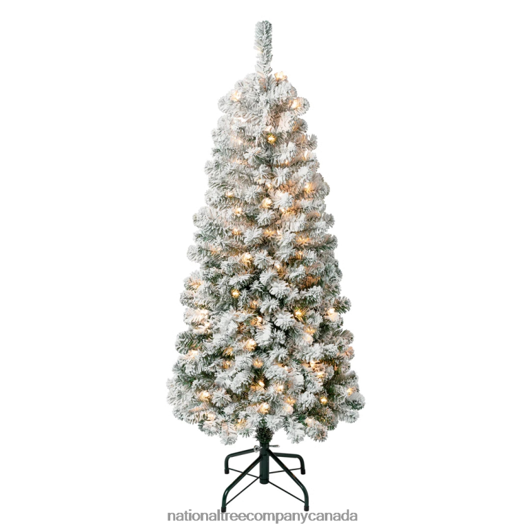 National Tree Company First Traditions Pre-Lit Acacia Flocked Tree Medium Christmas Tree Clear Incandescent Lights Plug In 45 ft 68R08219