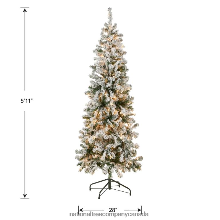 National Tree Company First Traditions Pre-Lit Acacia Flocked Tree Medium Christmas Tree Clear Incandescent Lights Plug In 6 ft 68R0841