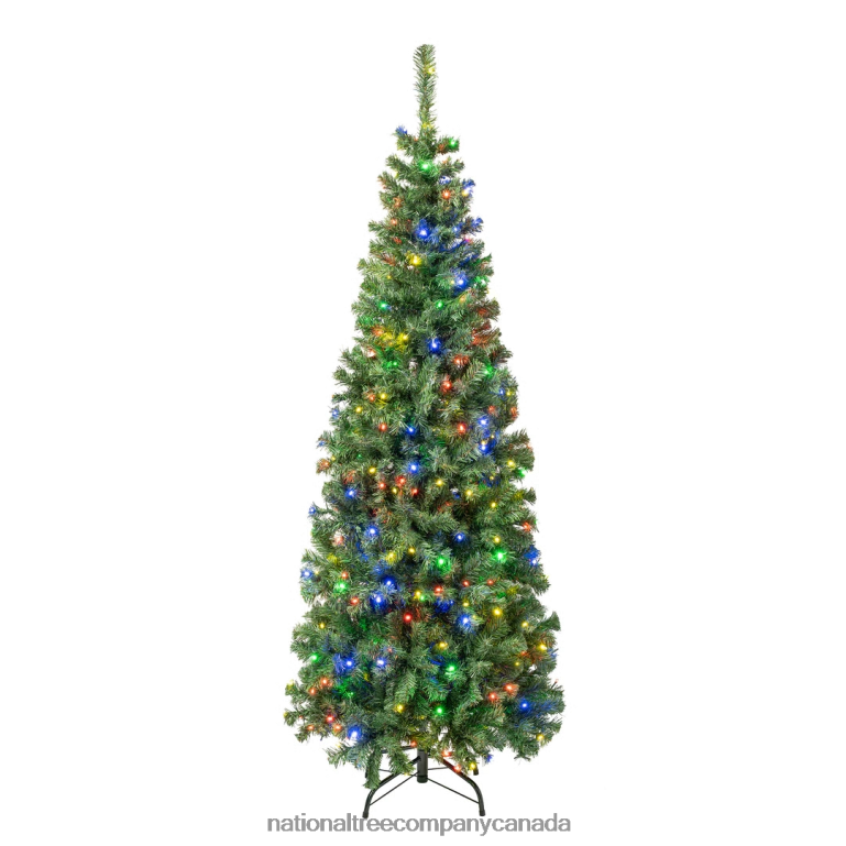 National Tree Company First Traditions Pre-Lit Artificial Linden Spruce Christmas Tree Multicolor LED Lights Plug In 6 ft 68R0832