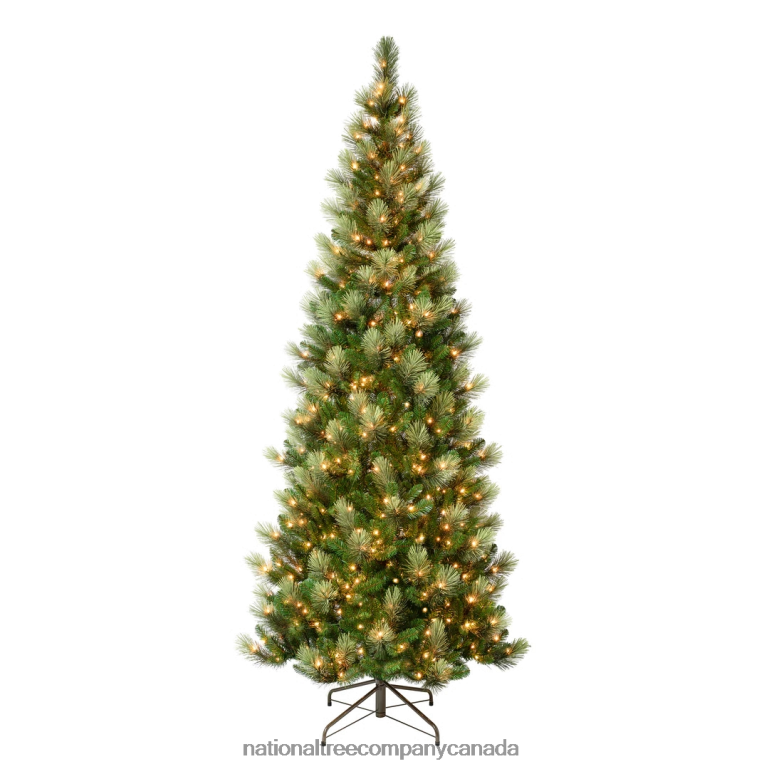 National Tree Company First Traditions Pre-Lit Charleston Pine Snowy Slim Christmas Tree Clear Incandescent Lights Plug In 9 ft 68R08186