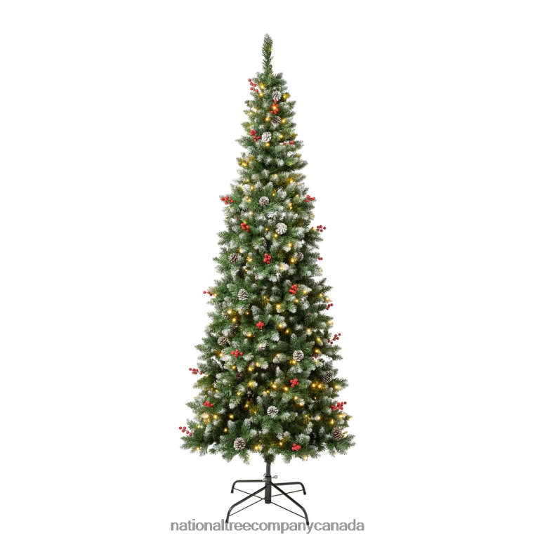 National Tree Company First Traditions Pre-Lit Cullen Slim Christmas Tree with Hinged Branches Warm White LED Lights Plug In 75ft 68R08216