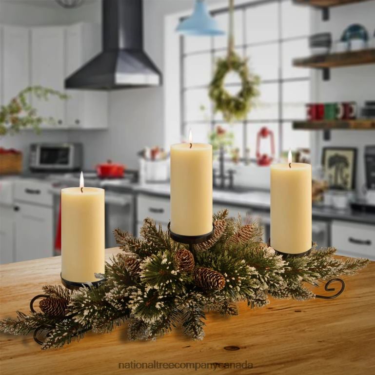 National Tree Company Glittery Bristle Pine Candleholder Centerpieces 68R08451