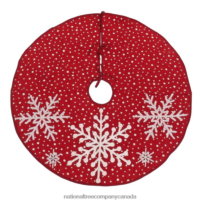 National Tree Company HGTV Home Collection 52 Red Tree Skirt with Snowflake Embroidery and White Dots 68R08571