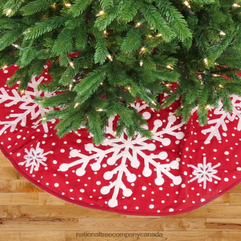 National Tree Company HGTV Home Collection 52\ Red Tree Skirt with Snowflake Embroidery and White Dots 68R08571