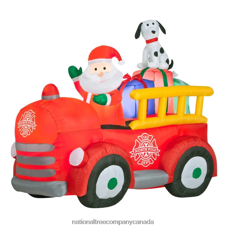 National Tree Company Inflatable Santa in Vintage Firetruck LED Lights Plug In Christmas Collection 6 Feet 68R08660