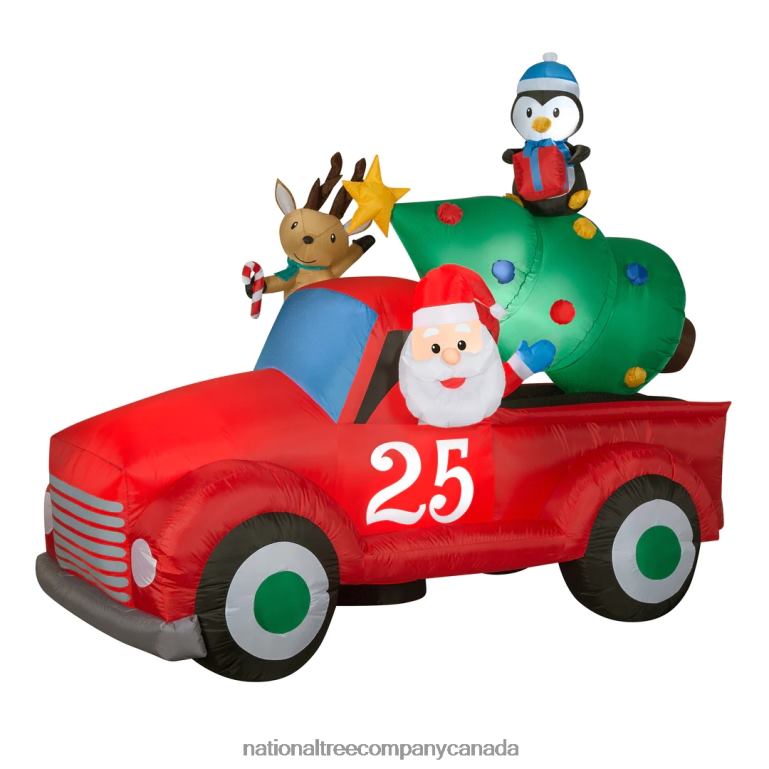 National Tree Company Inflatable Santa in Vintage Pickup Truck LED Lights Plug In Christmas Collection 8 Feet 68R08666