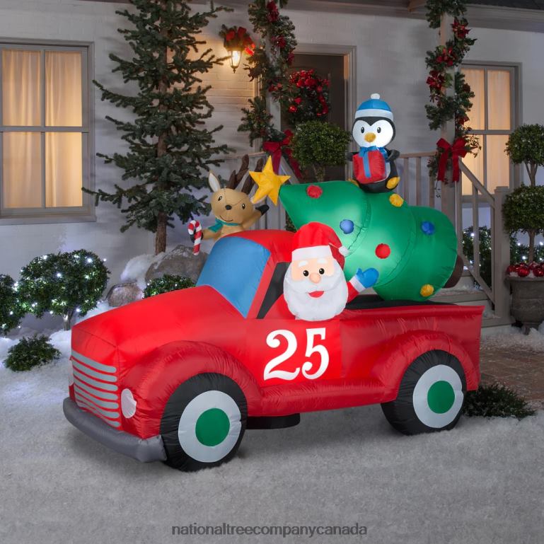 National Tree Company Inflatable Santa in Vintage Pickup Truck LED Lights Plug In Christmas Collection 8 Feet 68R08666