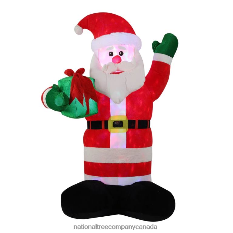 National Tree Company Inflatable Santa with Gift LED Lights Plug In Christmas Collection 8 Feet 68R08667