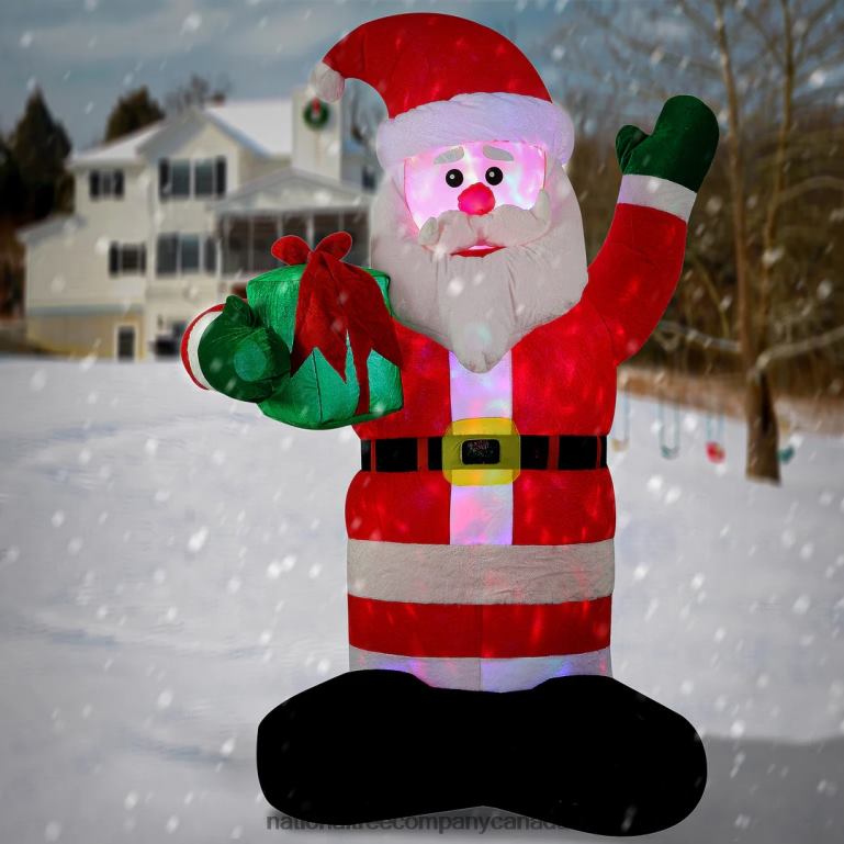 National Tree Company Inflatable Santa with Gift LED Lights Plug In Christmas Collection 8 Feet 68R08667