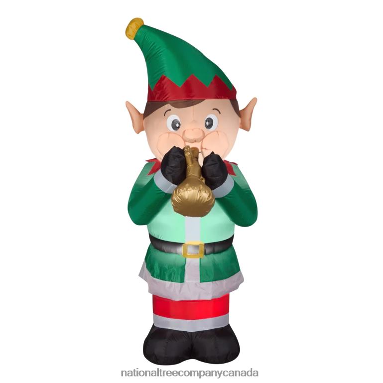 National Tree Company Inflatable Trumpet Playing Elf LED Lights Plug In Christmas Collection 6 Feet 68R08665