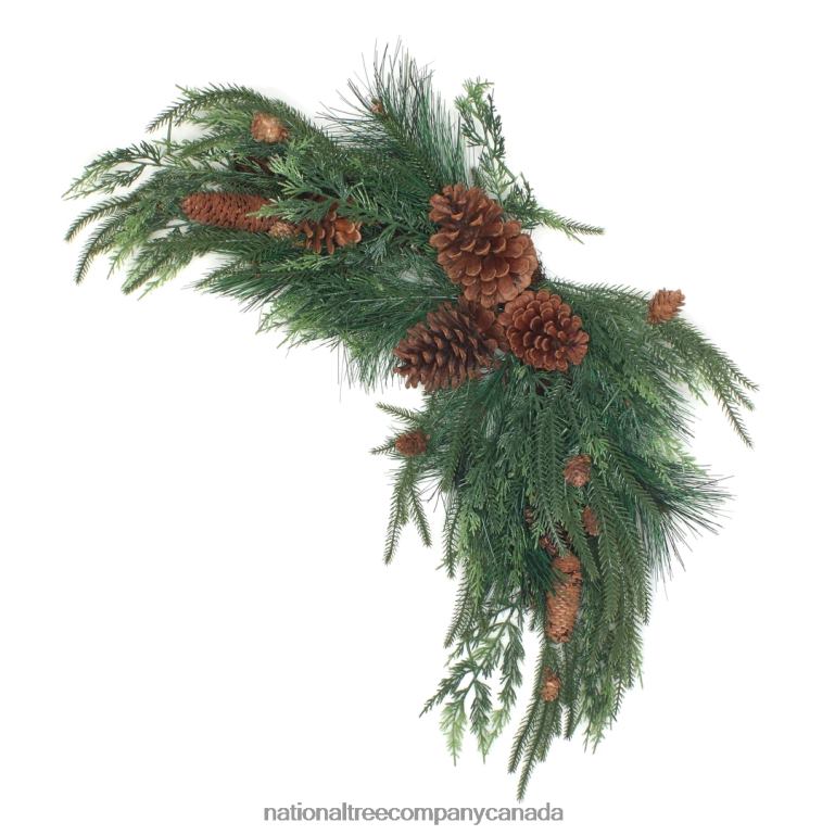 National Tree Company Mixed Pine Christmas Corner Swags with Assorted Pinecones Set of Two 26 in 68R08469