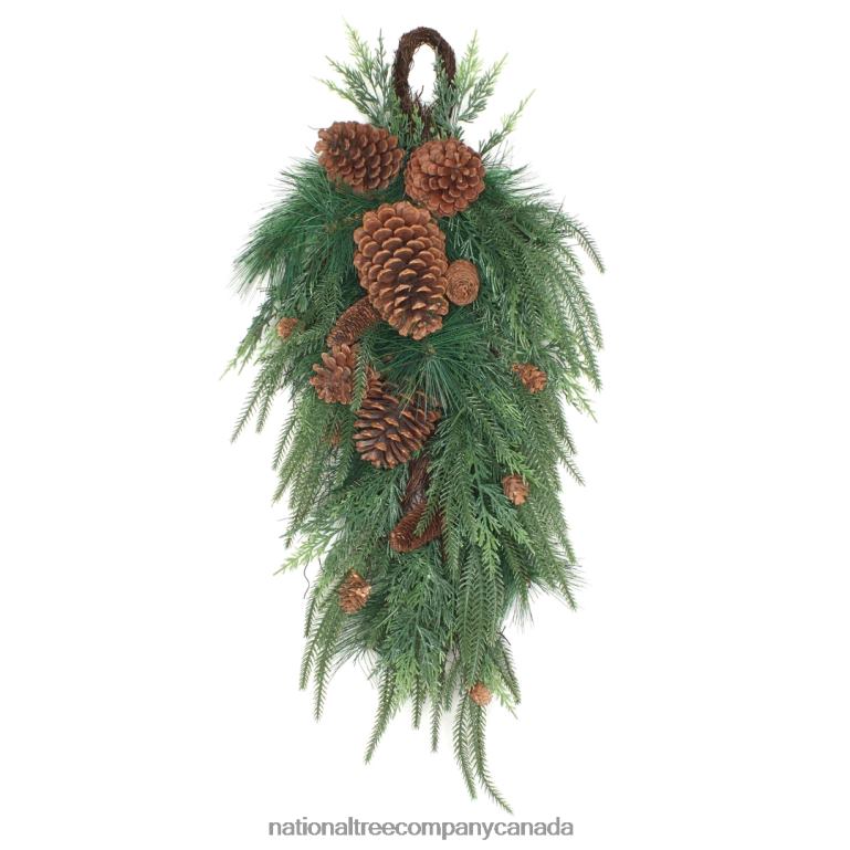 National Tree Company Mixed Pine Christmas Teardrop with Cypress Tips Pinecones 32 in 68R08488