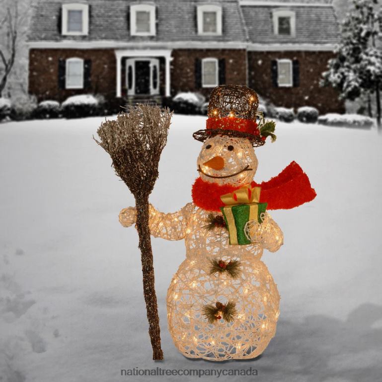 National Tree Company Pre-Lit 27\ White Rattan Snowman 68R08678