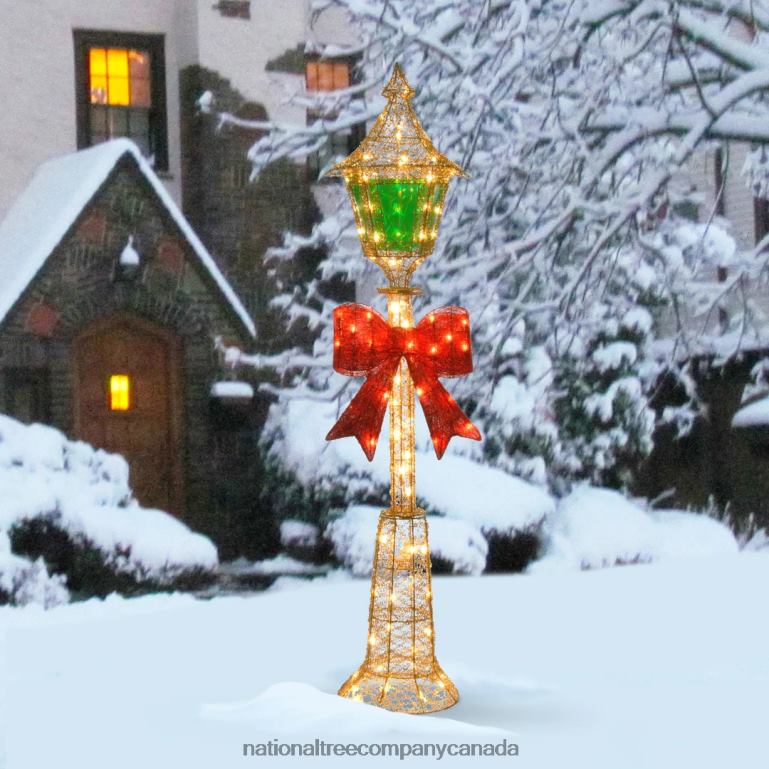 National Tree Company Pre-Lit 60\ Gold Wire Lamp Post 68R08673