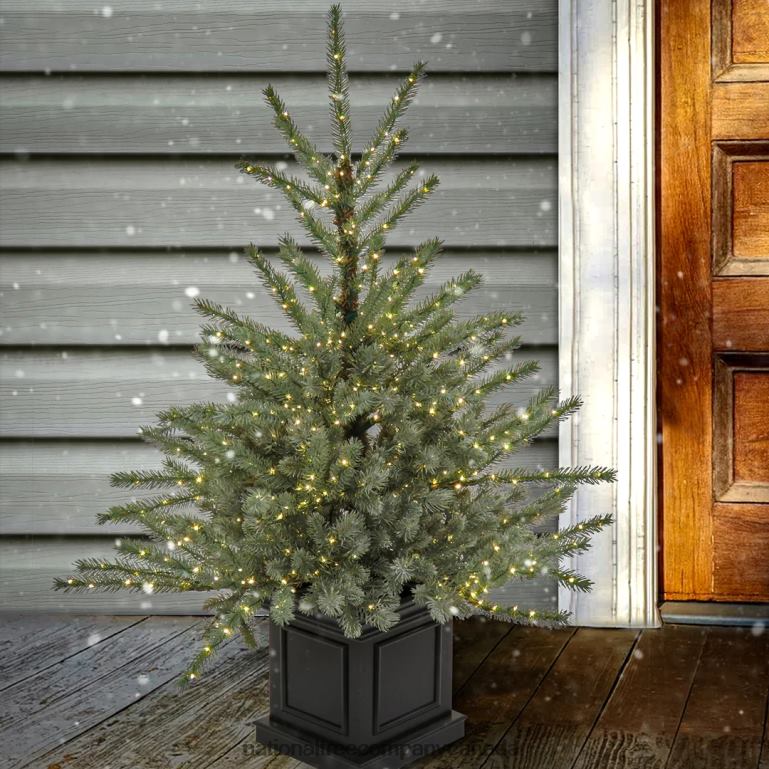 National Tree Company Pre-Lit Artificial Christmas Entrance Tree Blue Evergreen  Dual Rice LED Lights Plug in 48 in 68R0871