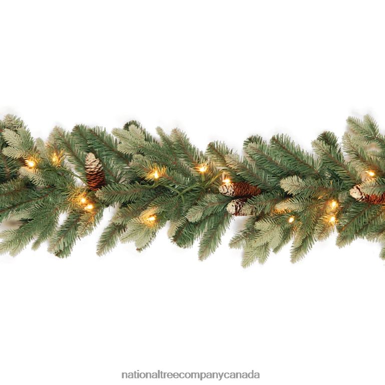National Tree Company Pre-Lit Artificial Christmas Garland Green Copenhagen Spruce White Lights Plug In Christmas Collection 9 Feet 68R08381