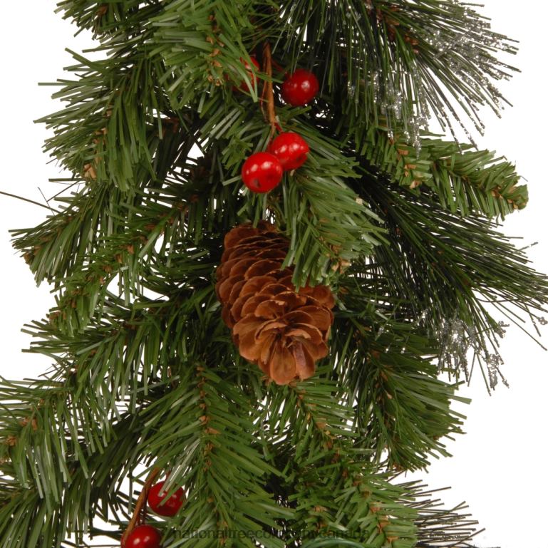 National Tree Company Pre-Lit Artificial Christmas Garland Green Crestwood Spruce White Lights Decorated with Pine Cones Berry Clusters Battery Operated Christmas Collection 9 Feet 68R08331