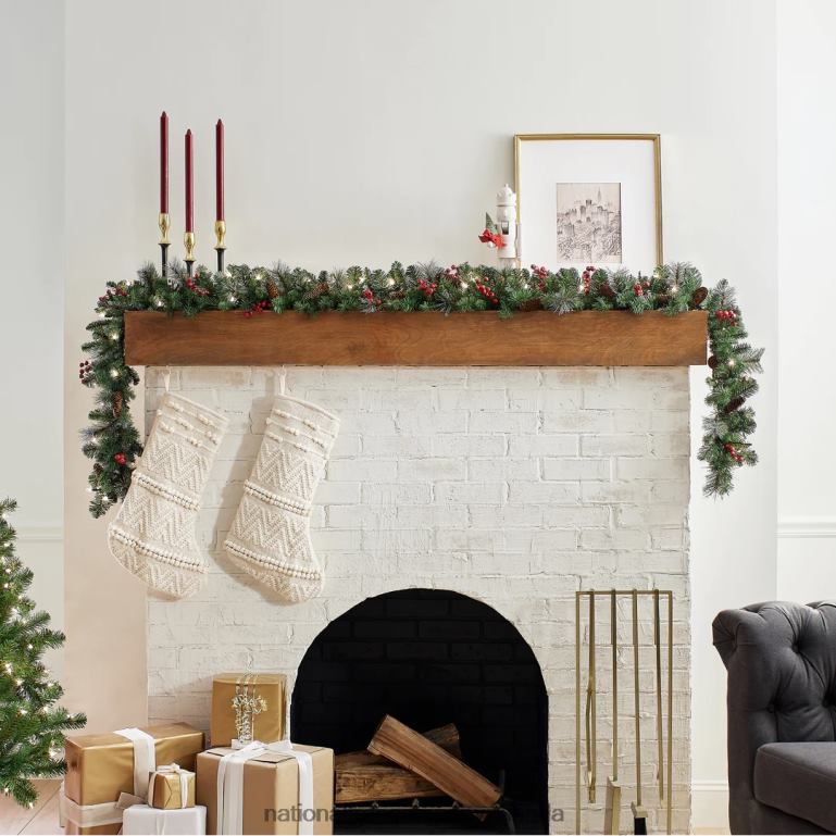National Tree Company Pre-Lit Artificial Christmas Garland Green Crestwood Spruce White Lights Decorated with Pine Cones Berry Clusters Plug In Christmas Collection 9 Feet 68R08325