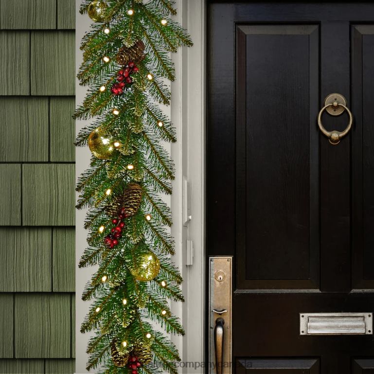 National Tree Company Pre-Lit Artificial Christmas Garland Green Dunhill Fir Decorated With Pine Cones Frosted Branches Berry Clusters Battery Operated Christmas Collection 9 Feet 68R08390