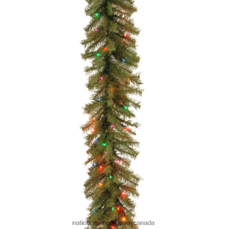 National Tree Company Pre-Lit Artificial Christmas Garland Green Evergreen Multicolor Lights Plug In Christmas Collection 9 Feet 68R08348