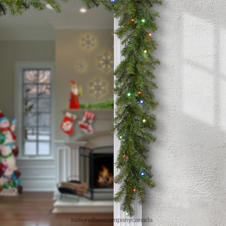National Tree Company Pre-Lit Artificial Christmas Garland Green Evergreen Multicolor Lights Plug In Christmas Collection 9 Feet 68R08348