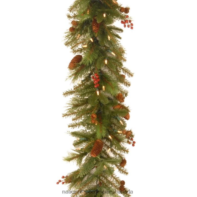 National Tree Company Pre-Lit Artificial Christmas Garland Green Evergreen White Lights Decorated With Pine Cones Berry Clusters Battery Powered Christmas Collection 6 Feet 68R08410