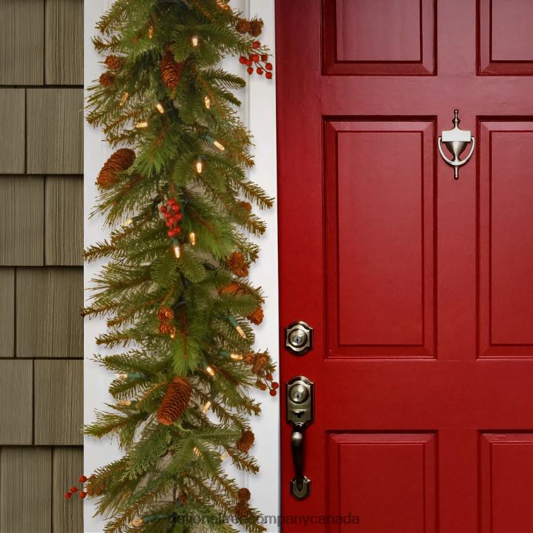 National Tree Company Pre-Lit Artificial Christmas Garland Green Evergreen White Lights Decorated With Pine Cones Berry Clusters Battery Powered Christmas Collection 6 Feet 68R08410