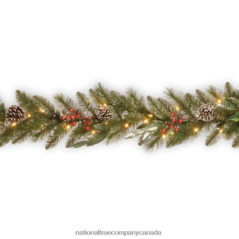 National Tree Company Pre-Lit Artificial Christmas Garland Green Frosted Berry Pine Decorated With Pine Cones Ball Ornaments Plug In Christmas Collection 9 Feet 68R08389