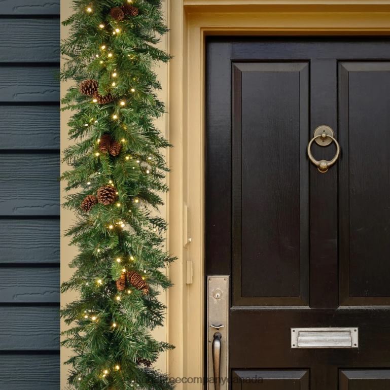 National Tree Company Pre-Lit Artificial Christmas Garland Green Garwood Spruce White Lights Plug In Christmas Collection 9 Feet 68R08365
