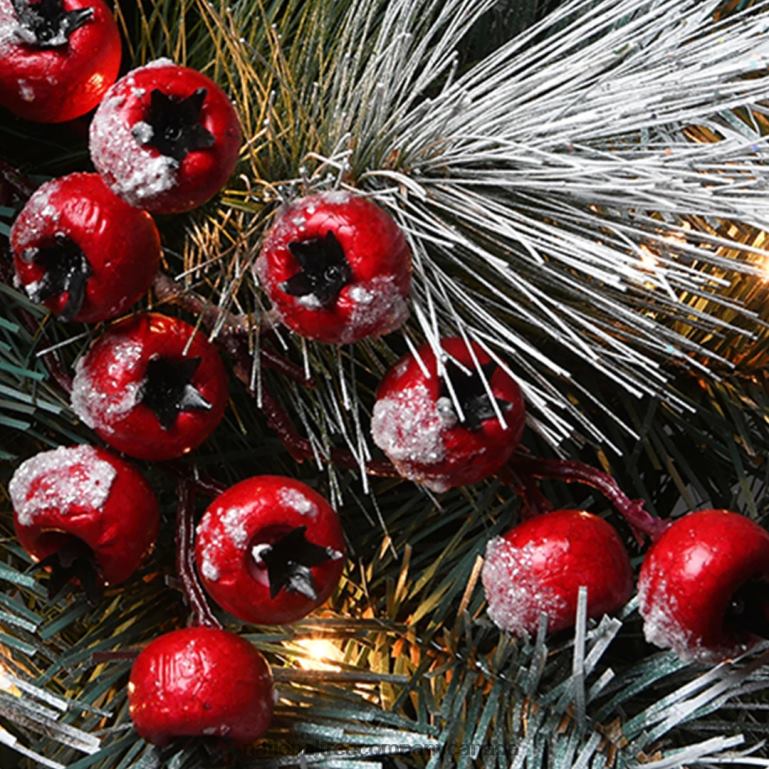 National Tree Company Pre-Lit Artificial Christmas Garland Green Glacier Pine White Lights Decorated With Pine Cones Berry Clusters Frosted Branches Plug In Christmas Collection 9 Feet 68R084
