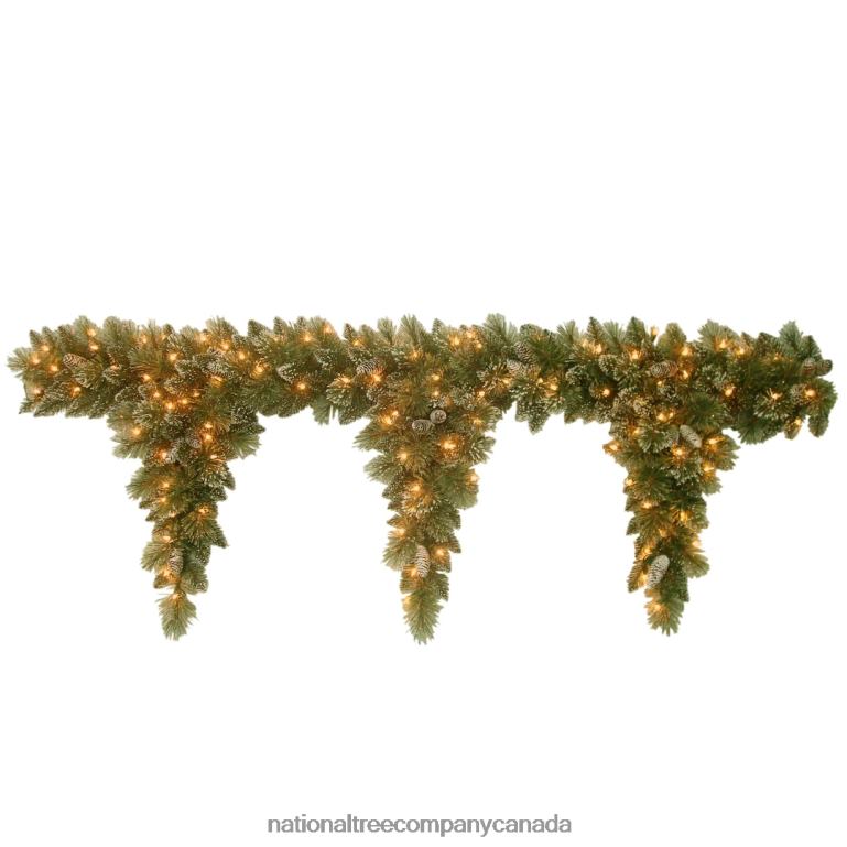 National Tree Company Pre-Lit Artificial Christmas Garland Green Glittery Bristle Pine White Lights Decorated With Pine Cones Plug In Christmas Collection 6 Feet 68R08457