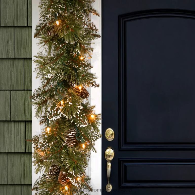 National Tree Company Pre-Lit Artificial Christmas Garland Green Glittery Bristle Pine White Lights Decorated with Pine Cones Battery Operated Christmas Collection 6 Feet 68R08330