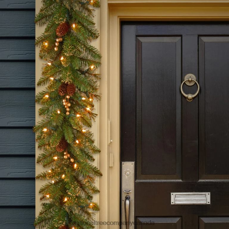 National Tree Company Pre-Lit Artificial Christmas Garland Green Glittery Pine White Lights Decorated With Pine Cones Berry Clusters Plug In Christmas Collection 9 Feet 68R08343