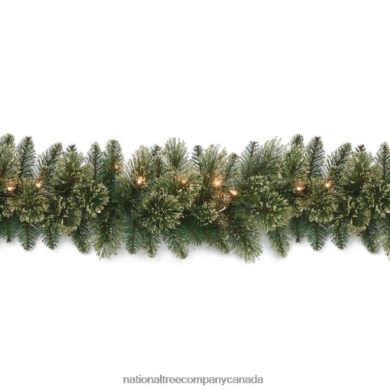 National Tree Company Pre-Lit Artificial Christmas Garland Green Golden Bristle White Lights Decorated With Pine Cones Plug In Christmas Collection 9 Feet 68R08406