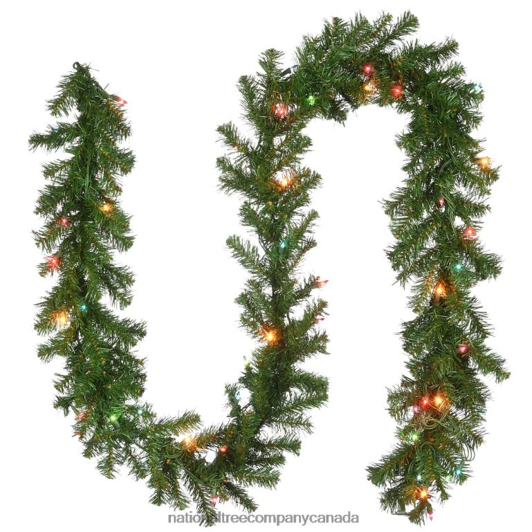 National Tree Company Pre-Lit Artificial Christmas Garland Green Kincaid Spruce Multicolor Lights Plug In Christmas Collection 9 Feet 68R08352