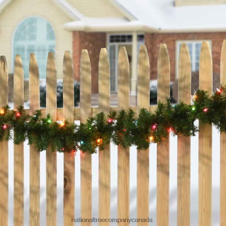 National Tree Company Pre-Lit Artificial Christmas Garland Green Kincaid Spruce Multicolor Lights Plug In Christmas Collection 9 Feet 68R08352