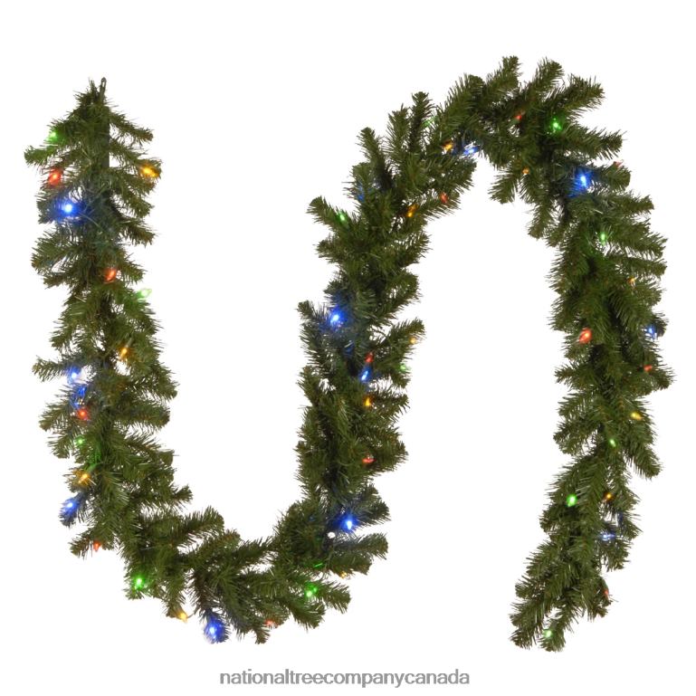 National Tree Company Pre-Lit Artificial Christmas Garland Green North Valley Spruce Dual Color LED Lights Battery Operated Christmas Collection 9 Feet 68R08335