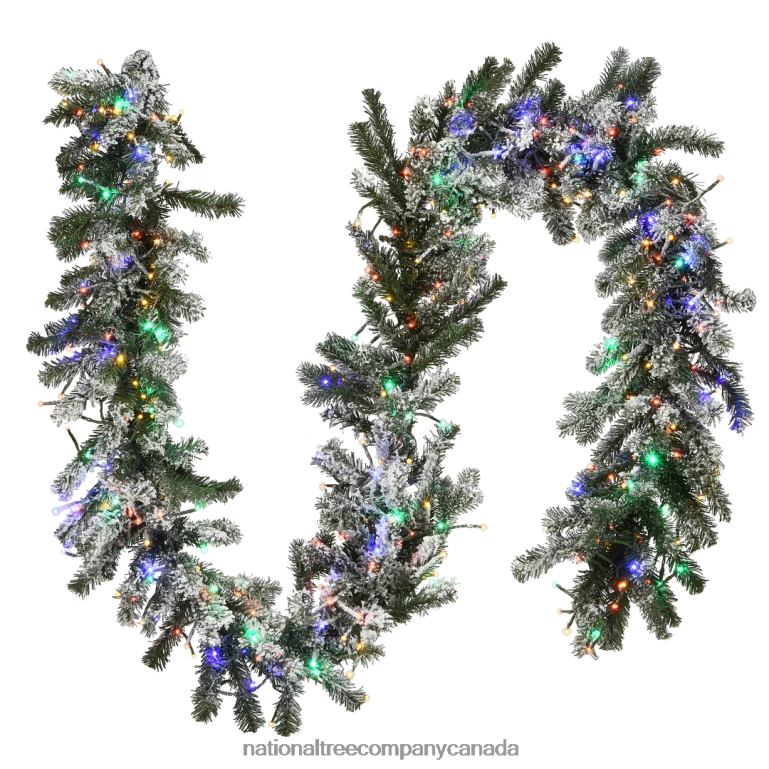 National Tree Company Pre-Lit Artificial Christmas Garland Green Snowy Green White Lights Decorated With Frosted Branches Plug In Christmas Collection 9 Feet 68R08424