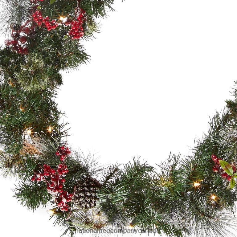 National Tree Company Pre-Lit Artificial Christmas Garland Green Wintry Berry White Lights Decorated With Pine Cones Berry Clusters Frosted Branches Plug In Christmas Collection 9 Feet 68R083