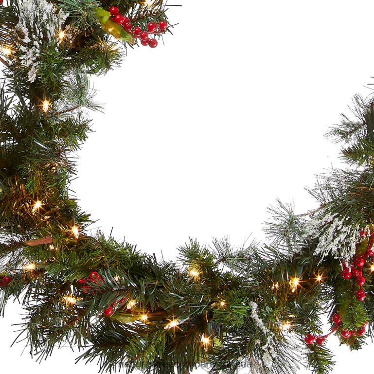 National Tree Company Pre-Lit Artificial Christmas Garland Green Wintry Pine White Lights Decorated with Pine Cones Berry Clusters Plug In Christmas Collection 9 Feet 68R08332