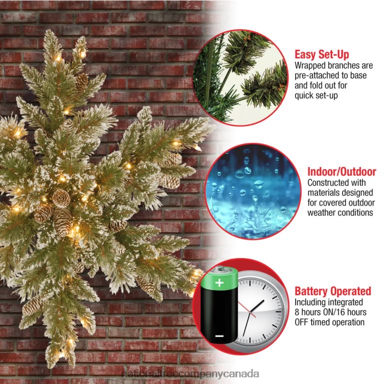 National Tree Company Pre-Lit Artificial Christmas Star Wreath Green Glittery Bristle Pine White Lights Decorated with Pine Cones Frosted Branches Christmas Collection 32 Inches 68R08440