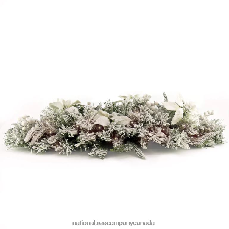 National Tree Company Pre-Lit Artificial Christmas Swag Frosted Colonial Mantle Swag White LED Lights Battery Powered 3 ft 68R08479