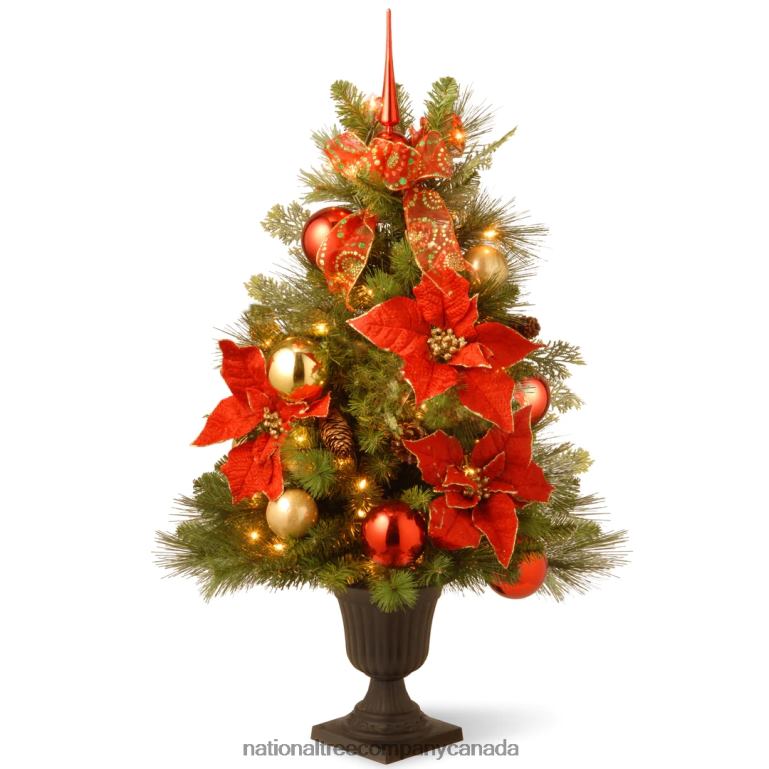 National Tree Company Pre-Lit Artificial Christmas Tree Elegance Green White Lights Includes Pot Base 3 Feet 68R0874