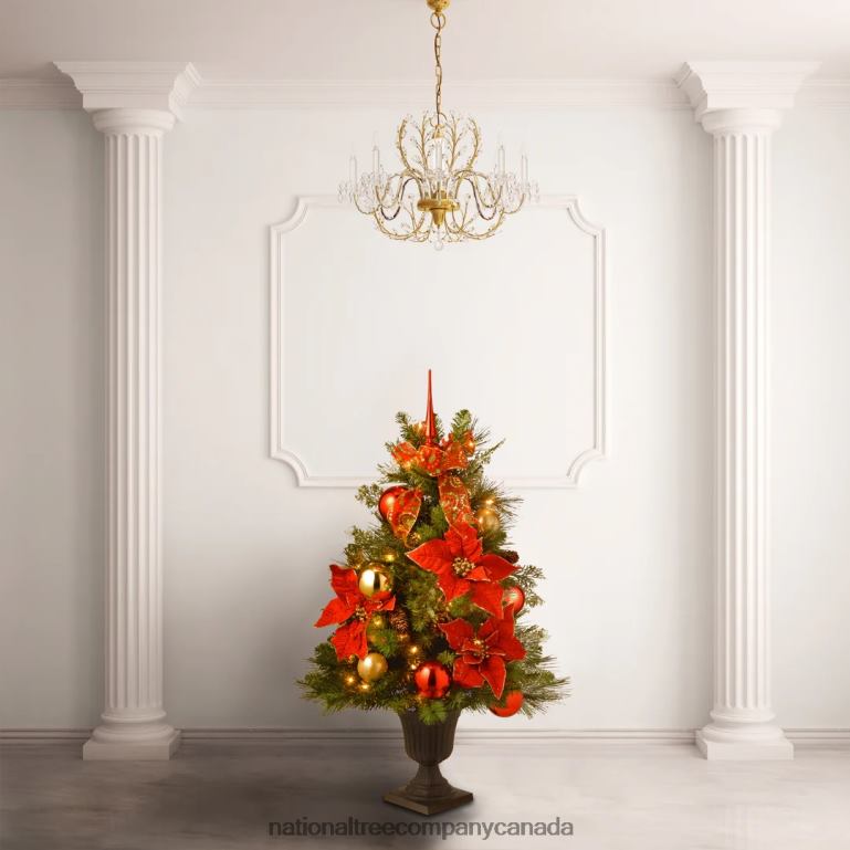 National Tree Company Pre-Lit Artificial Christmas Tree Elegance Green White Lights Includes Pot Base 3 Feet 68R0874