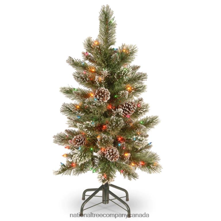 National Tree Company Pre-Lit Artificial Christmas Tree Glittering Pine Pencil Slim with Multicolor Lights Plug In 3 ft 68R0891