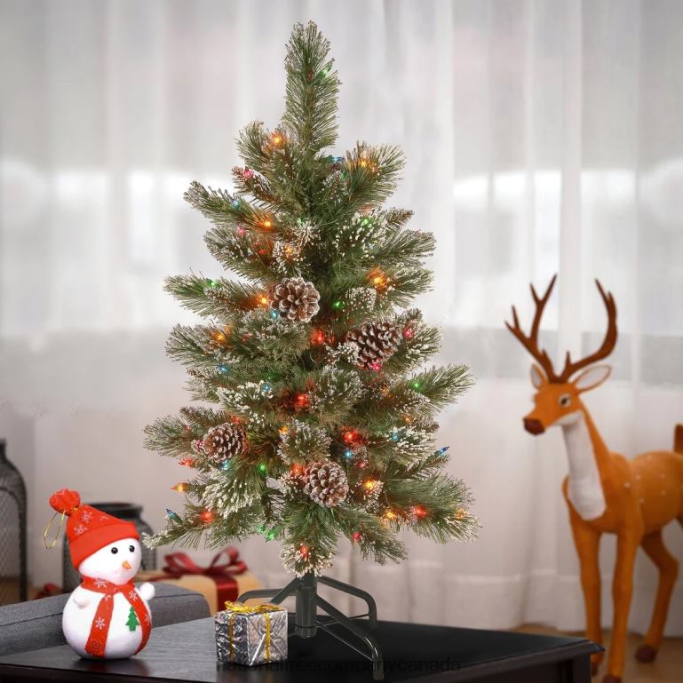 National Tree Company Pre-Lit Artificial Christmas Tree Glittering Pine Pencil Slim with Multicolor Lights Plug In 3 ft 68R0891